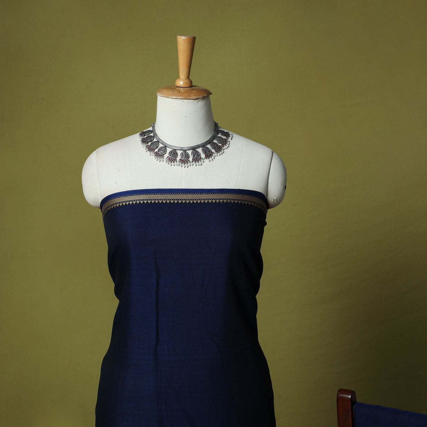 Dharwad Cotton 3pc Unstitched Dress Material Suit Set with Woven Border 46