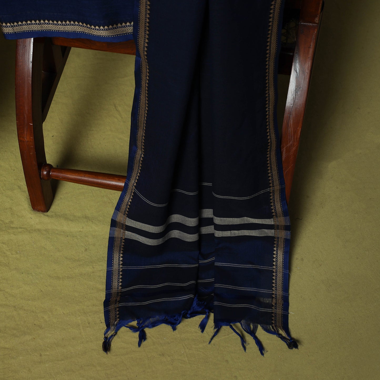 Dharwad Cotton 3pc Unstitched Dress Material Suit Set with Woven Border 46