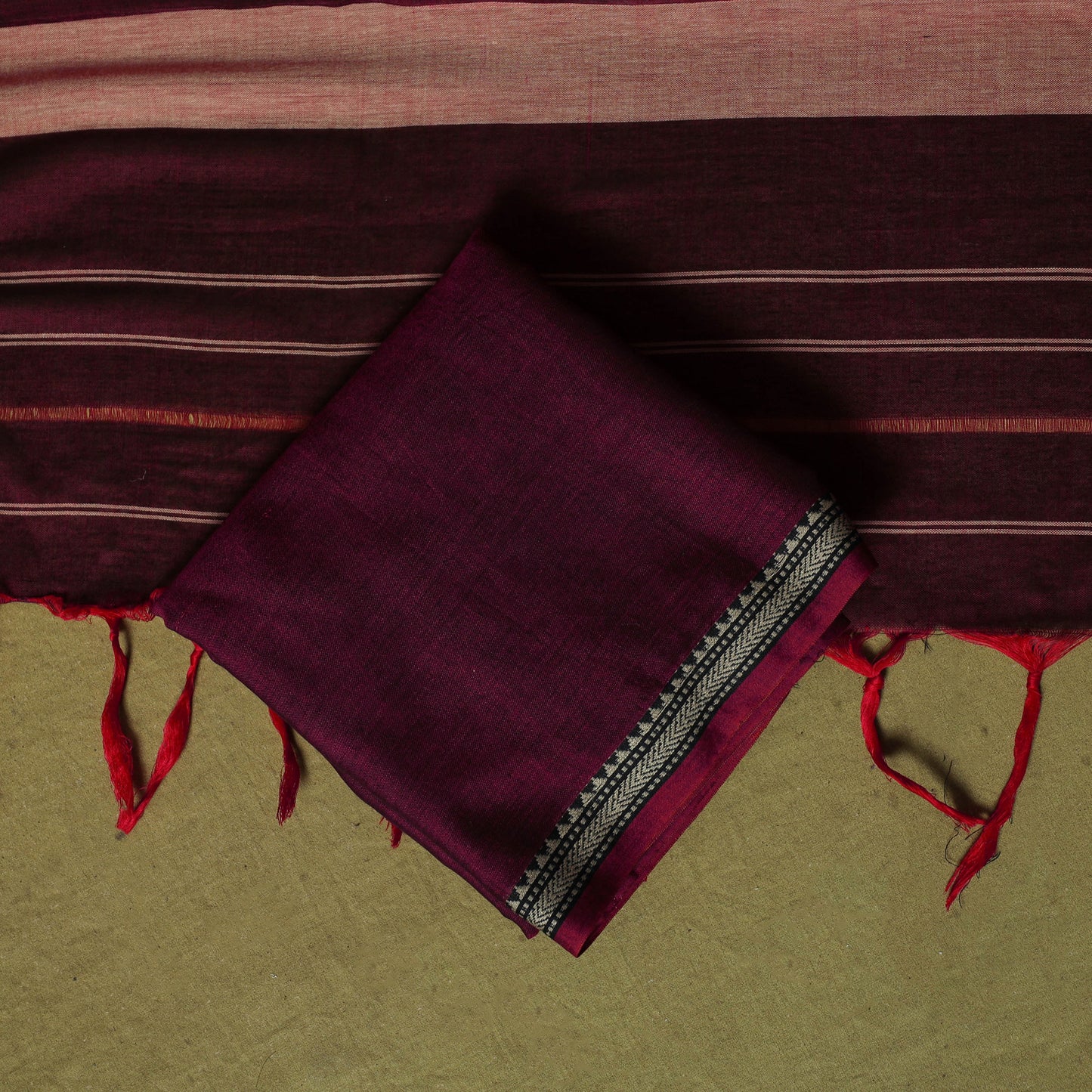 Dharwad Cotton 3pc Unstitched Dress Material Suit Set with Woven Border 47