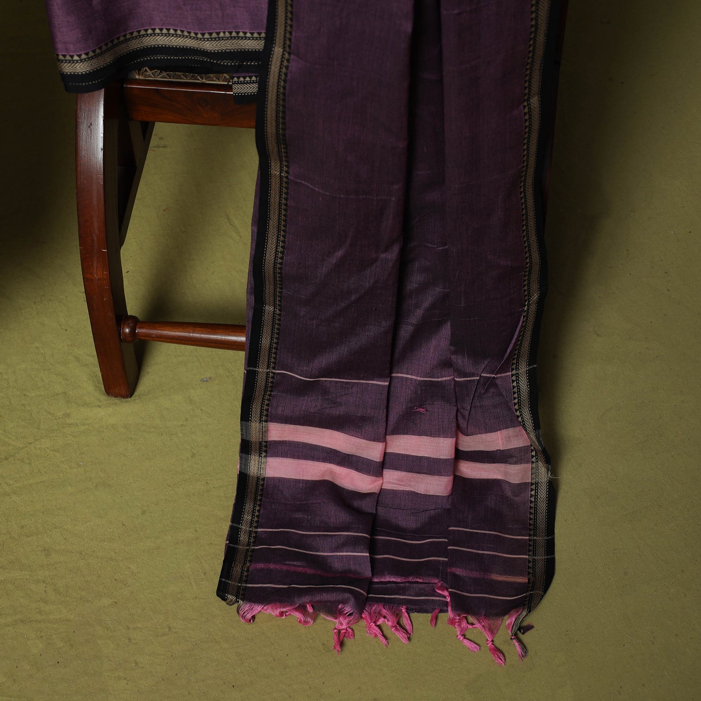Dharwad Cotton 3pc Unstitched Dress Material Suit Set with Woven Border 48