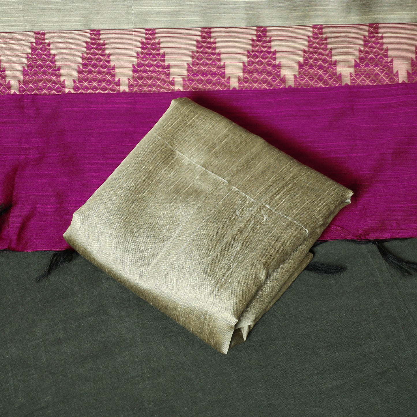Pink - Mangalagiri Silk Cotton Thread Work 3pc Unstitched Dress Material Suit Set 31