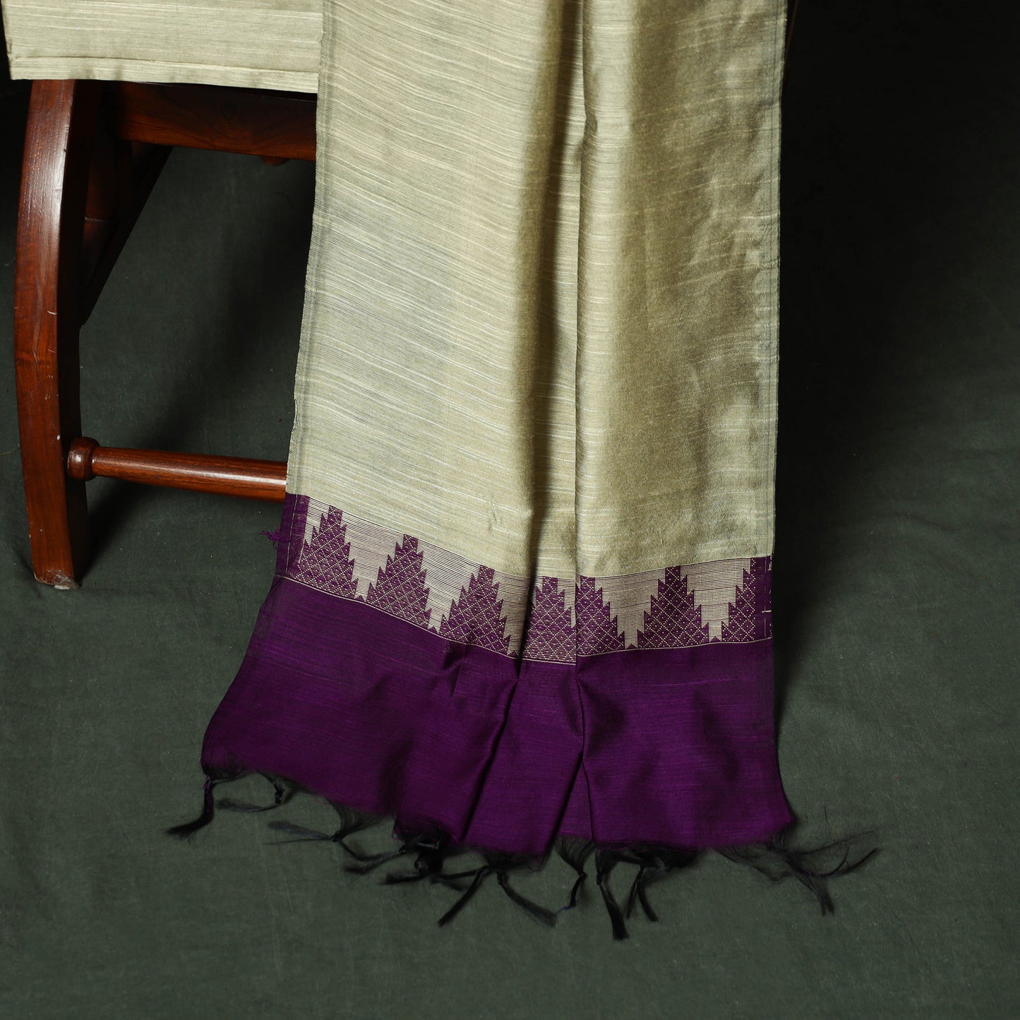 Purple - Mangalagiri Silk Cotton Thread Work 3pc Unstitched Dress Material Suit Set 32