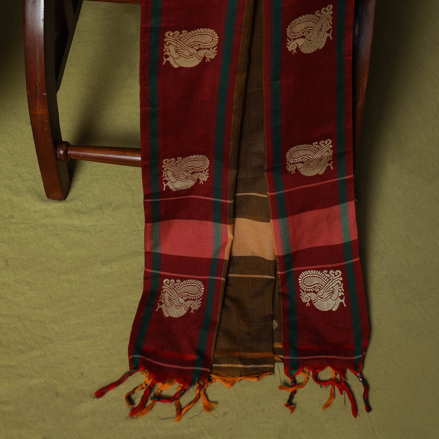 Dharwad Woven Cotton 3pc Unstitched Dress Material Suit Set with Border 08