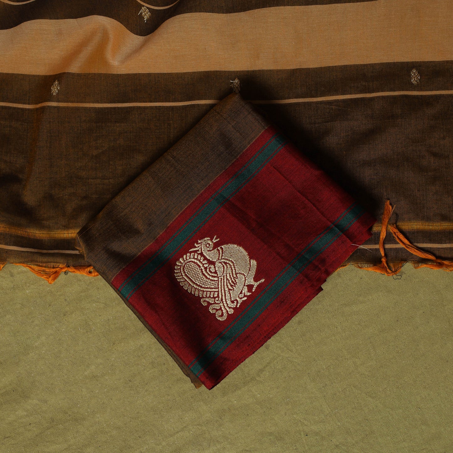 Dharwad Woven Cotton 3pc Unstitched Dress Material Suit Set with Border 08
