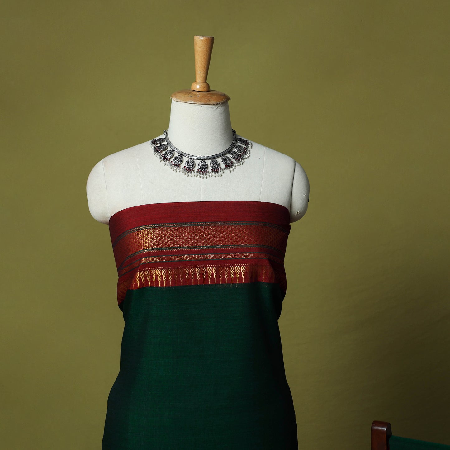 Dharwad Cotton 3pc Unstitched Dress Material Suit Set with Woven Zari Border 12