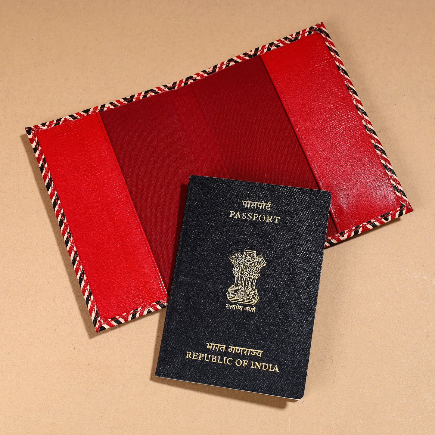 Handcrafted Embossed Leather Passport Cover