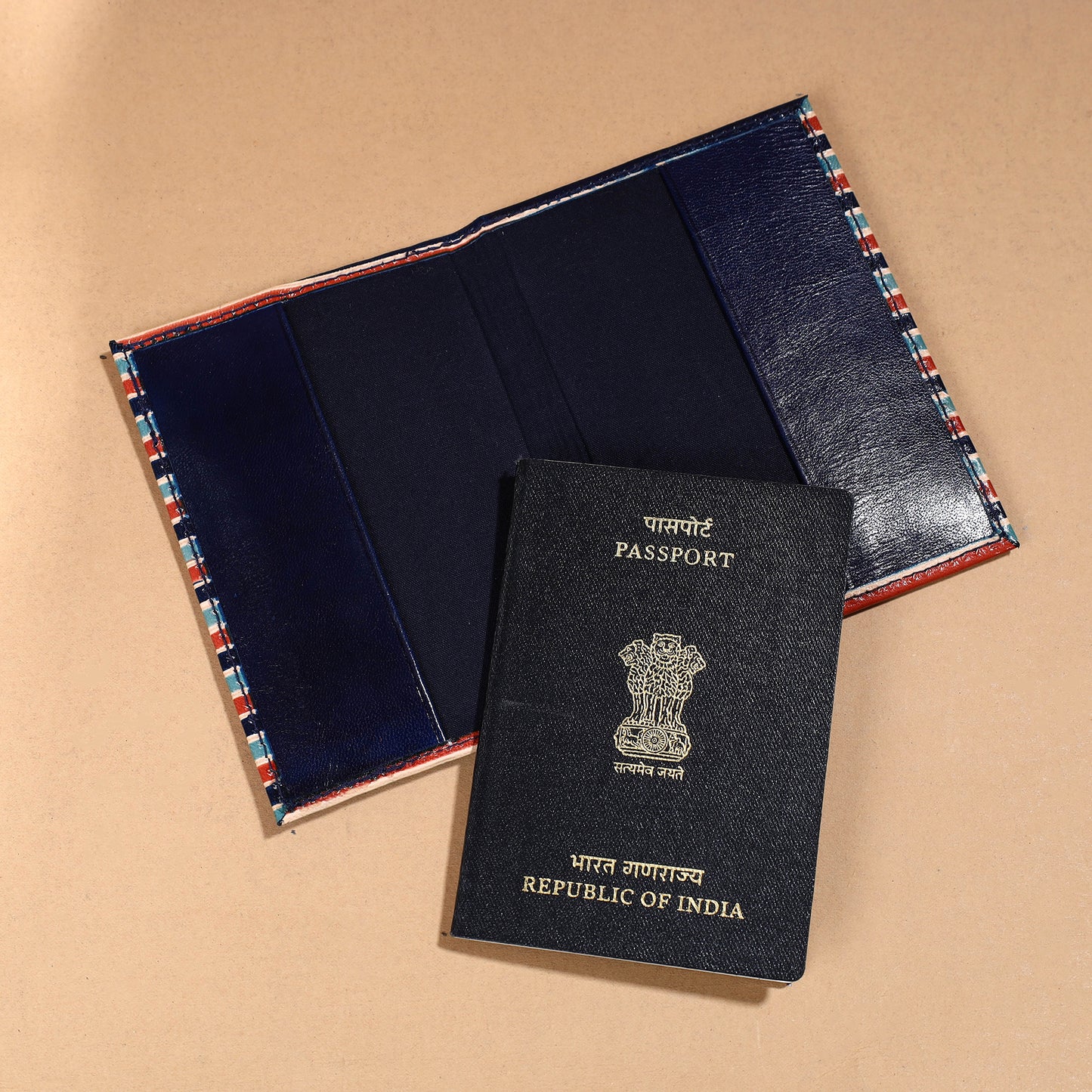 Handcrafted Embossed Leather Passport Cover