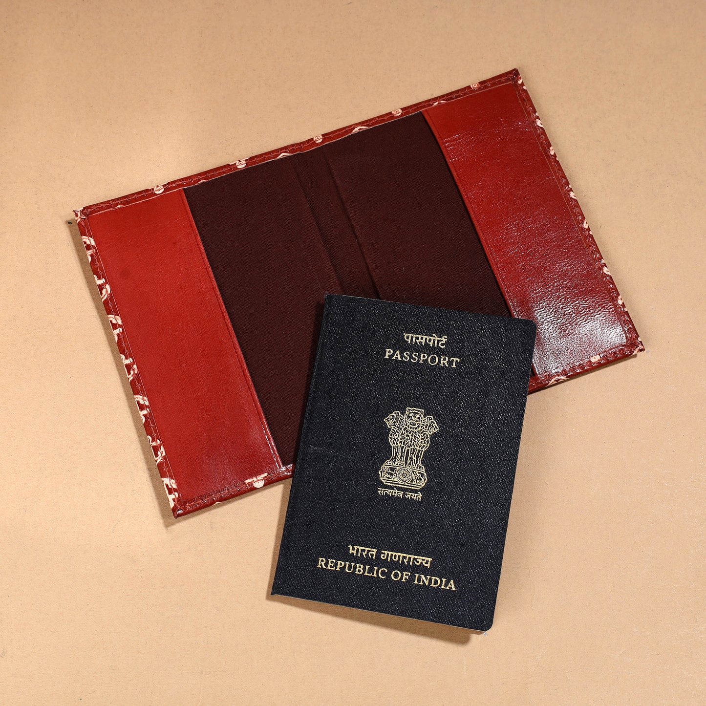 Handcrafted Embossed Leather Passport Cover