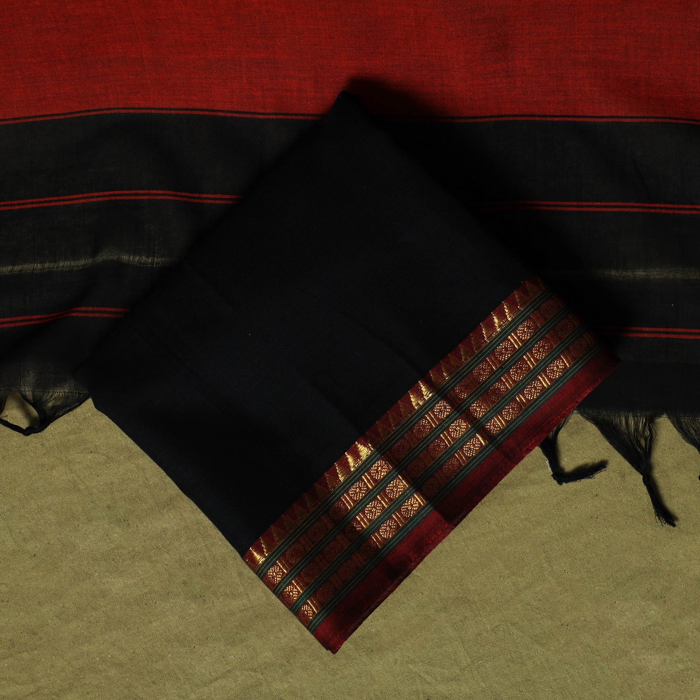 Dharwad Cotton 3pc Unstitched Dress Material Suit Set with Woven Zari Border 28