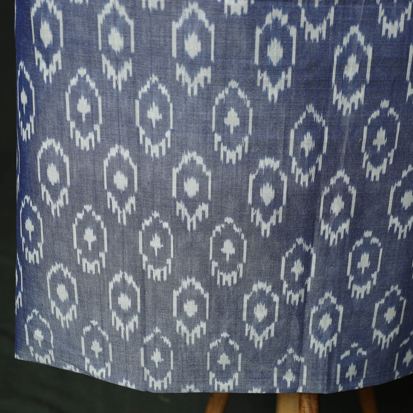 Blue - Pochampally Ikat Mercerised Cotton 2pc Unstitched Dress Material Kurta Set 40