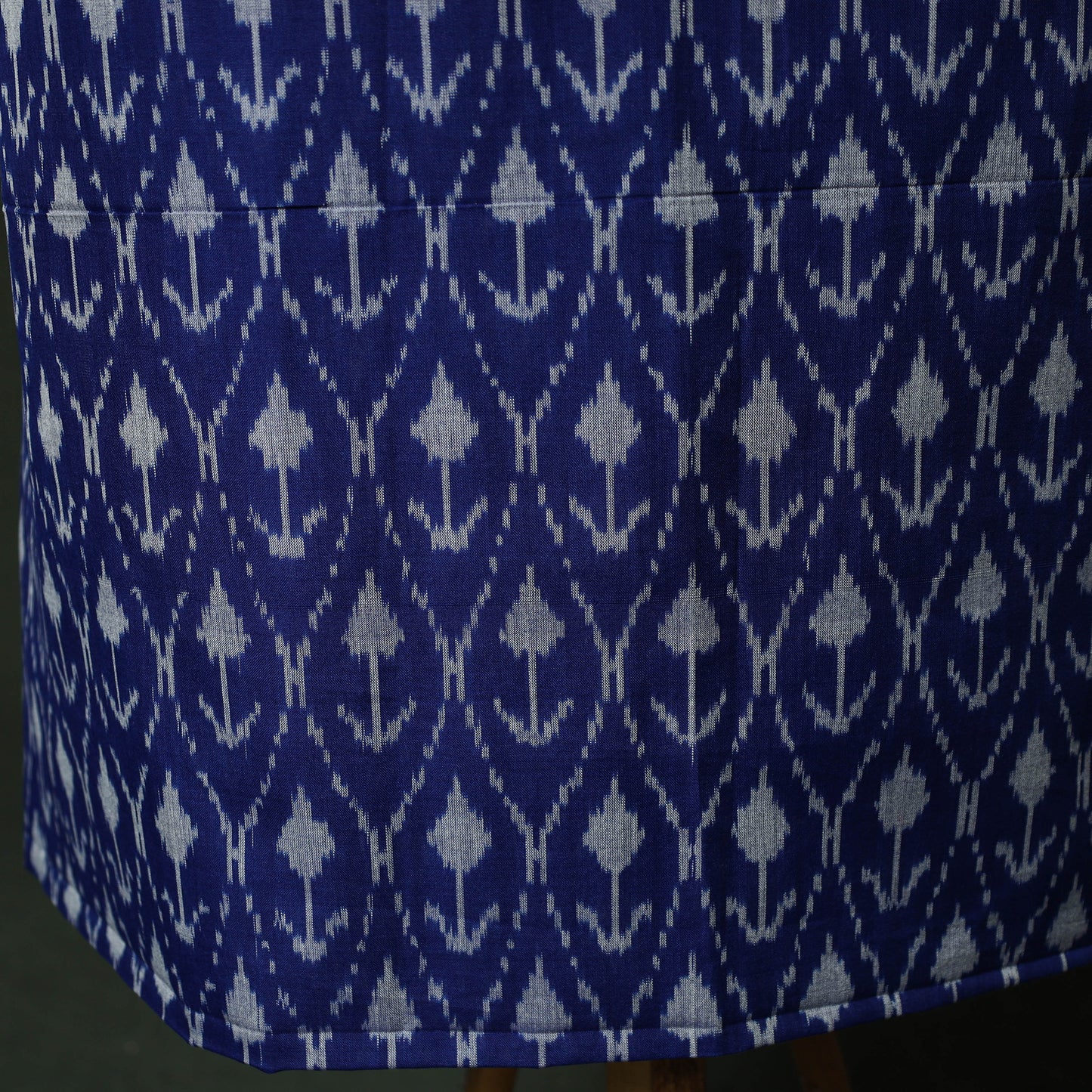 Blue - Pochampally Ikat Mercerised Cotton 2pc Unstitched Dress Material Kurta Set 49