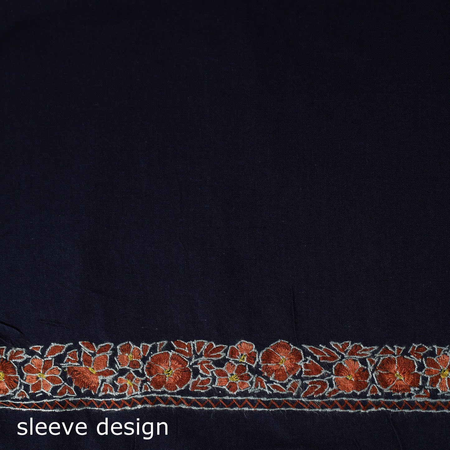 Blue - Hand Embroidered Cotton Kashida 2pc Unstitched Dress Material Kurta Set 06