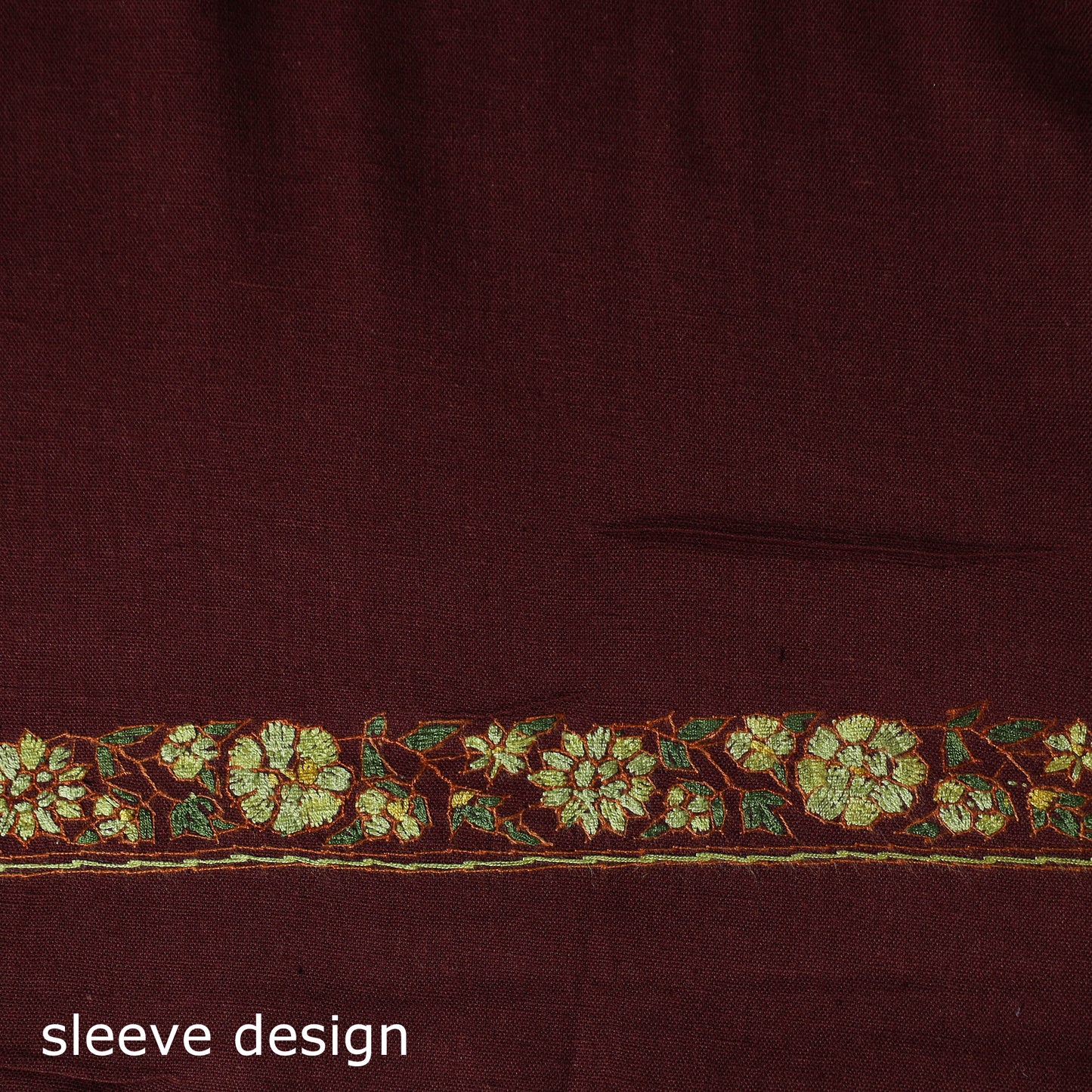 Maroon - Hand Embroidered Cotton Kashida 2pc Unstitched Dress Material Kurta Set 08