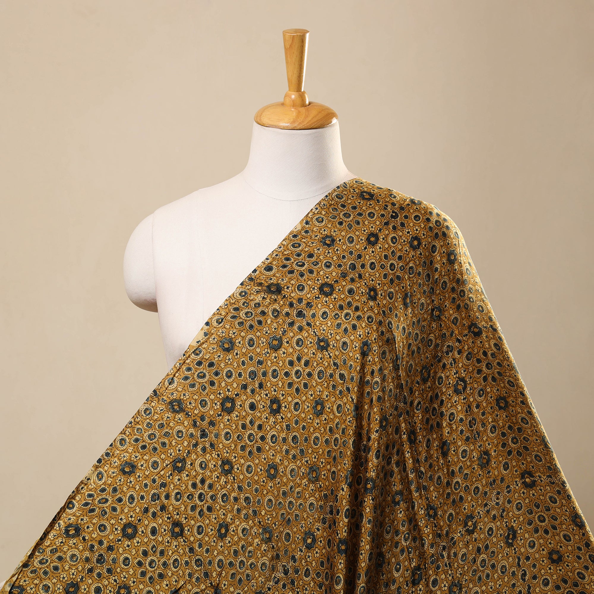 Multicolor - Hand Block Print Modal Silk Ajrakh Fabric 03 main image 0