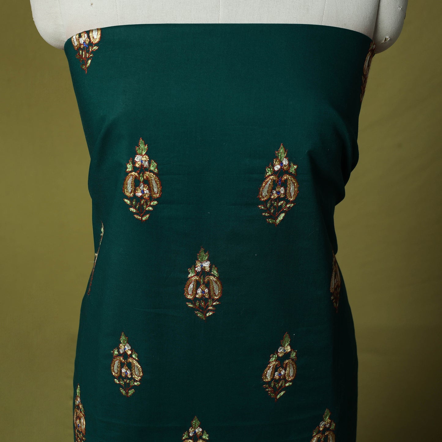 Hand Embroidered Cotton Kashida 2pc Unstitched Dress Material Kurta Set 19