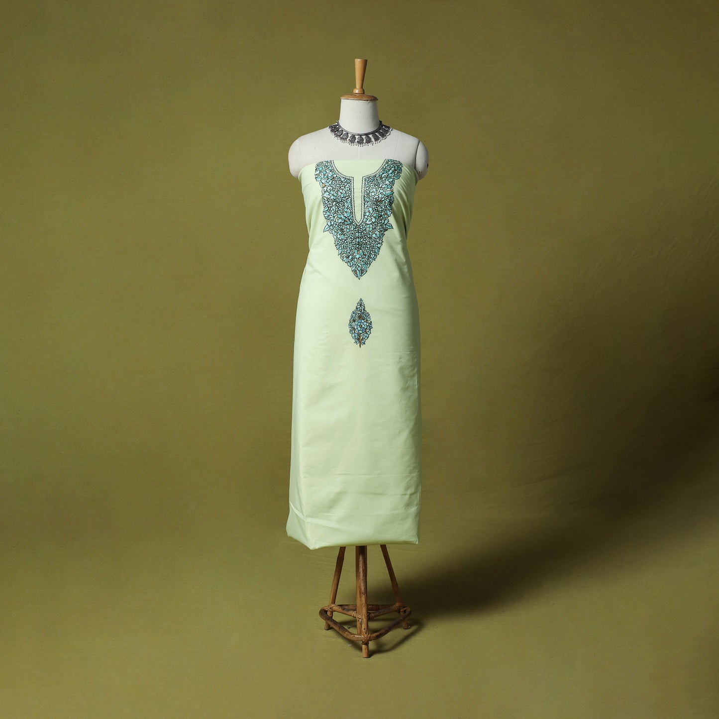 Hand Embroidered Cotton Kashida 2pc Unstitched Dress Material Kurta Set 23