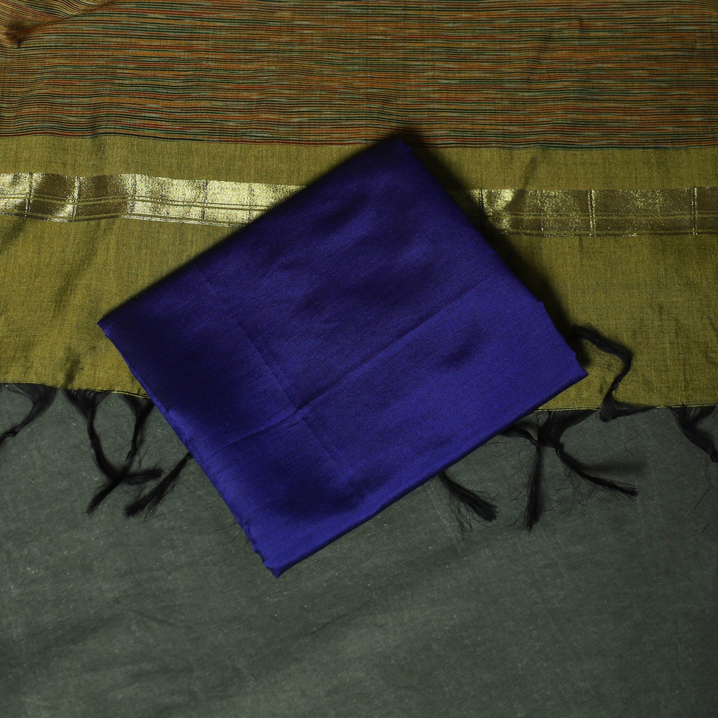 Pochampally Ikat Silk Cotton 3pc Unstitched Dress Material Suit Set 09