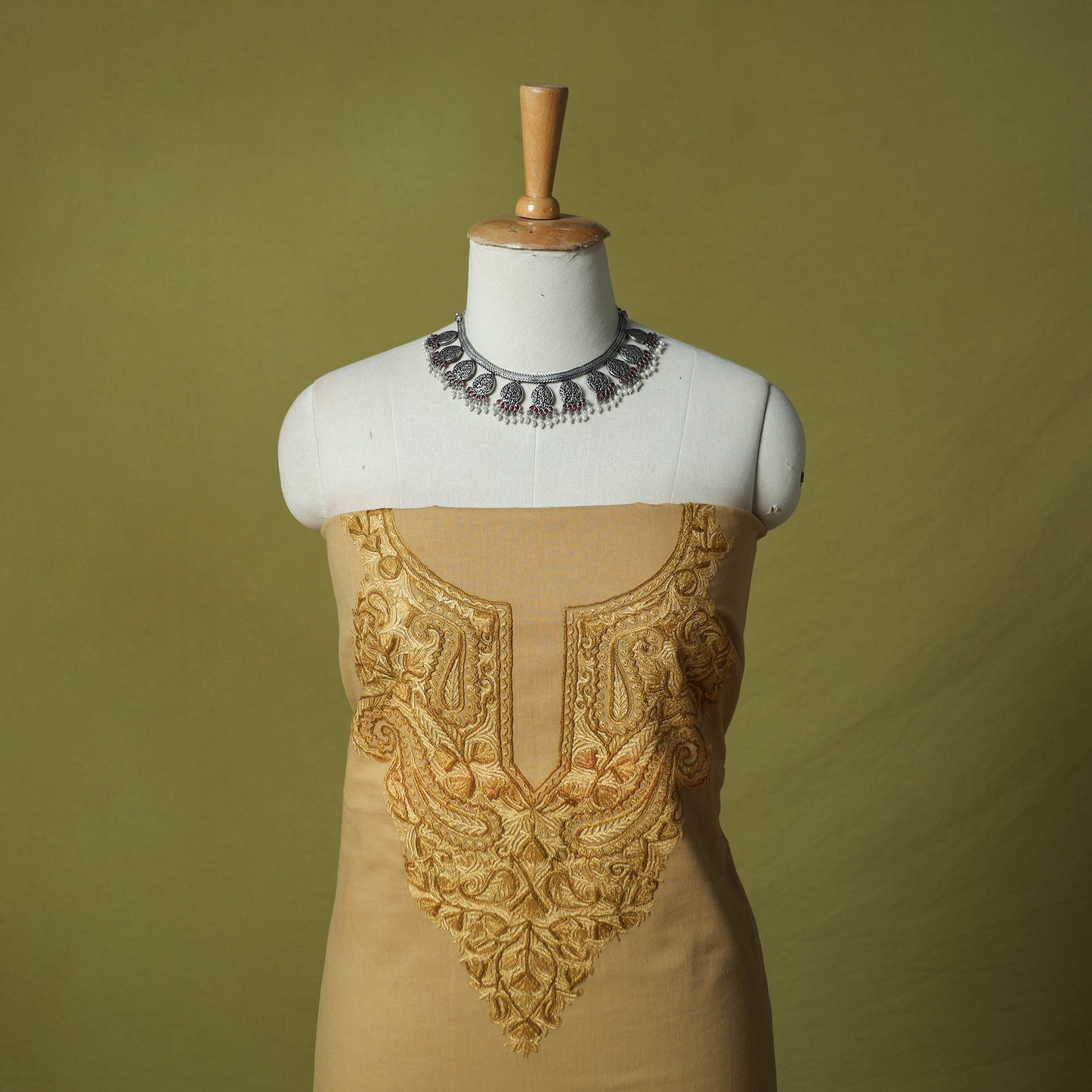 Hand Embroidered Cotton Kashida 2pc Unstitched Dress Material Kurta Set 25