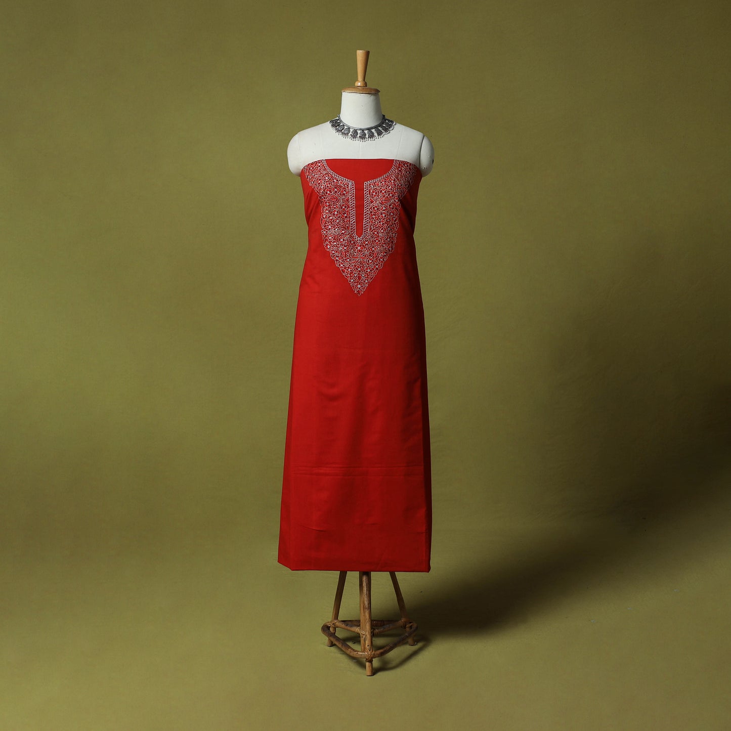 Hand Embroidered Cotton Kashida 2pc Unstitched Dress Material Kurta Set 27