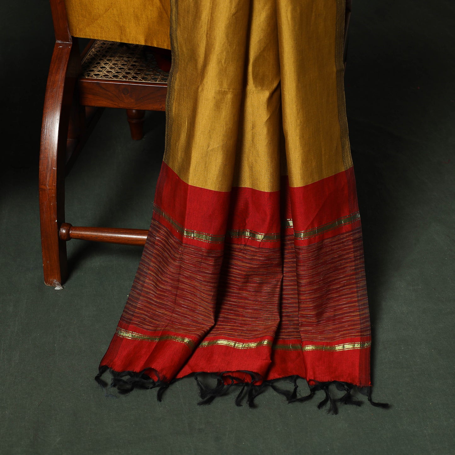 Red - Pochampally Ikat Silk Cotton 3pc Unstitched Dress Material Suit Set 21