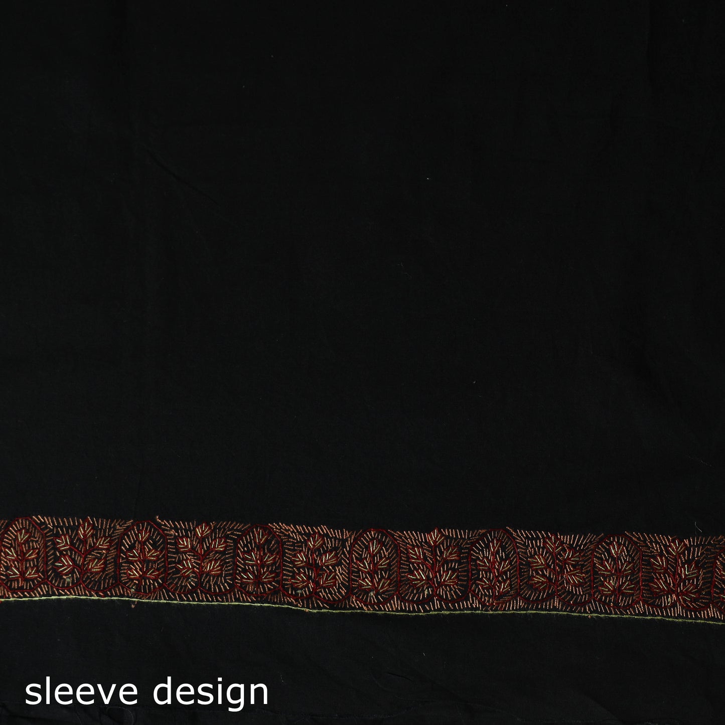 Black - Hand Embroidered Cotton Kashida 2pc Unstitched Dress Material Kurta Set 41