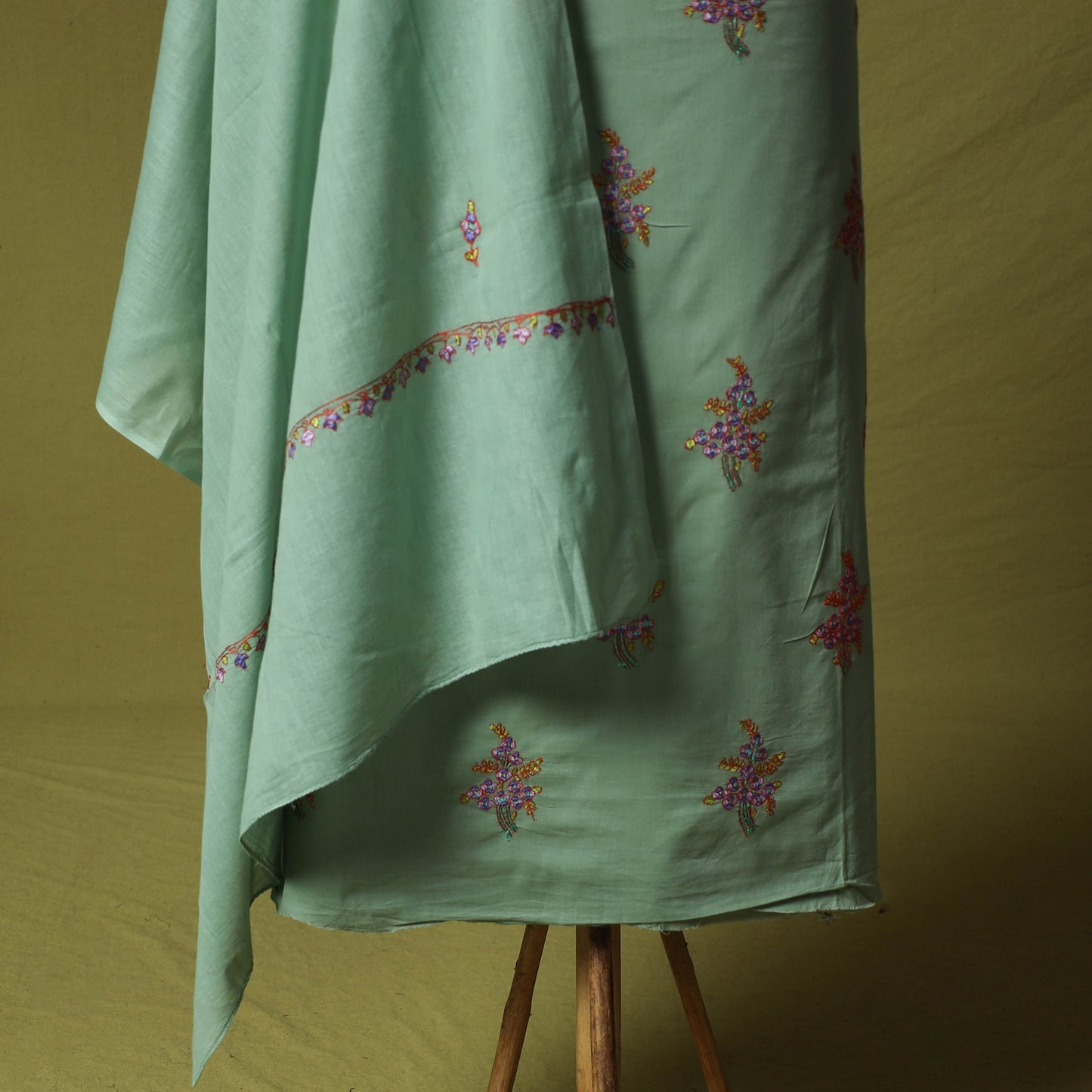 Hand Embroidered Cotton Kashida 3pc Unstitched Dress Material Suit Set 49