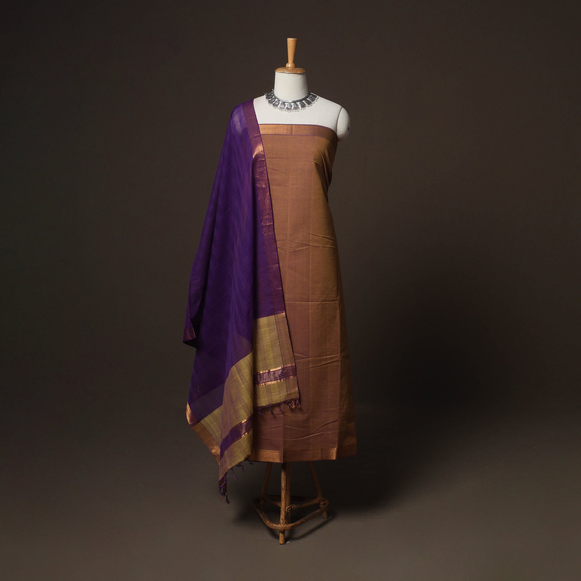 Mangalagiri Handloom Cotton 3pc Unstitched Dress Material Suit Set