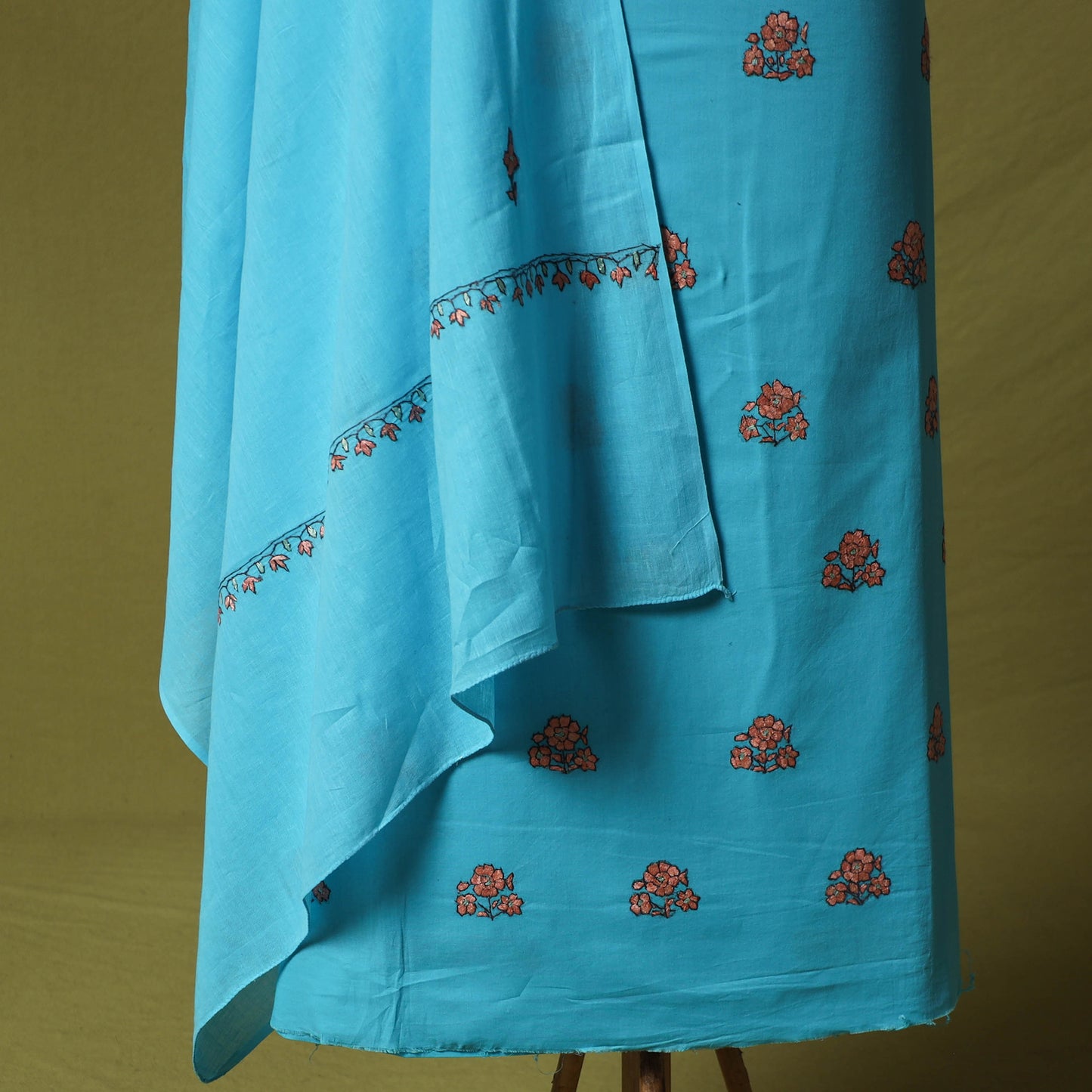 Hand Embroidered Cotton Kashida 3pc Unstitched Dress Material Suit Set 59