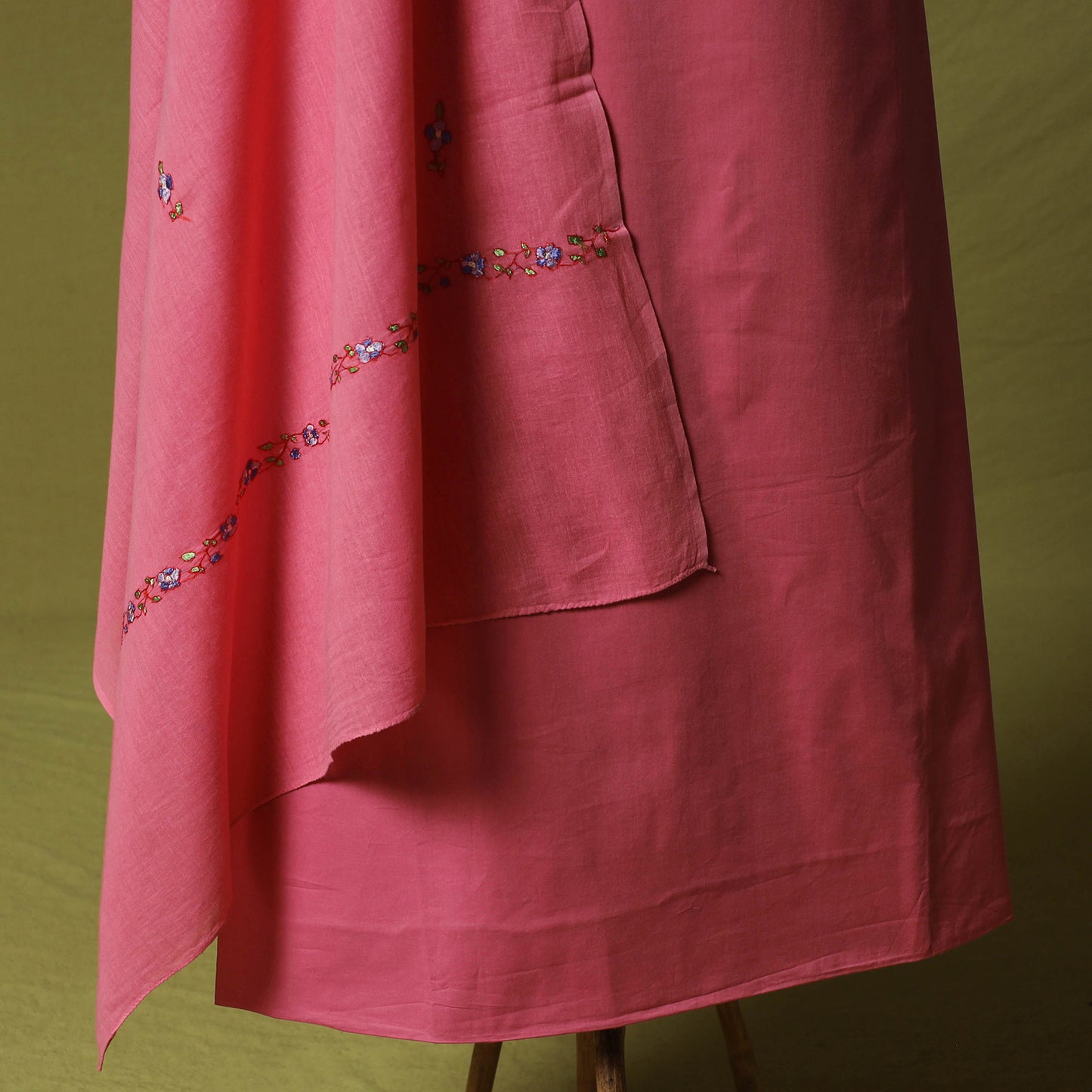 Hand Embroidered Cotton Kashida 3pc Unstitched Dress Material Suit Set 71