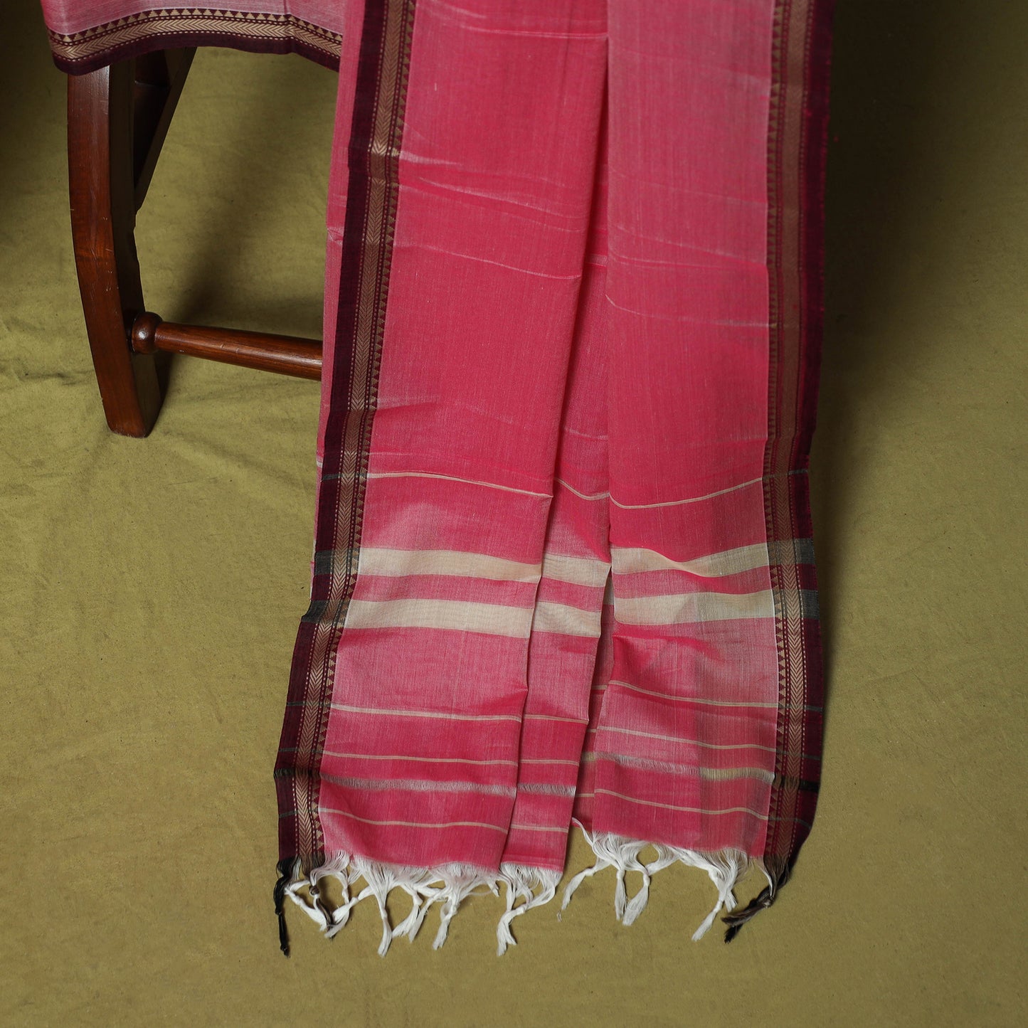 Dharwad Cotton 3pc Unstitched Dress Material Suit Set with Woven Border 54
