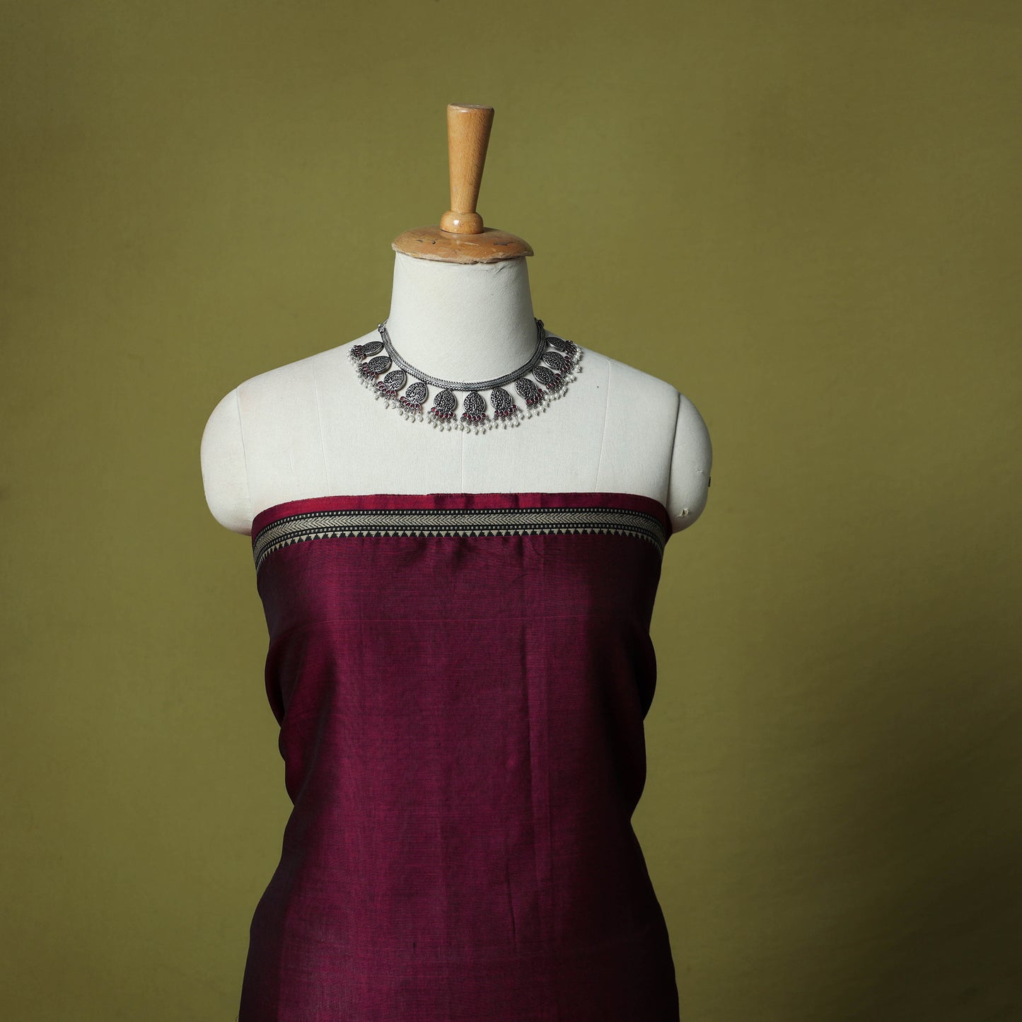 Dharwad Cotton 3pc Unstitched Dress Material Suit Set with Woven Border 55