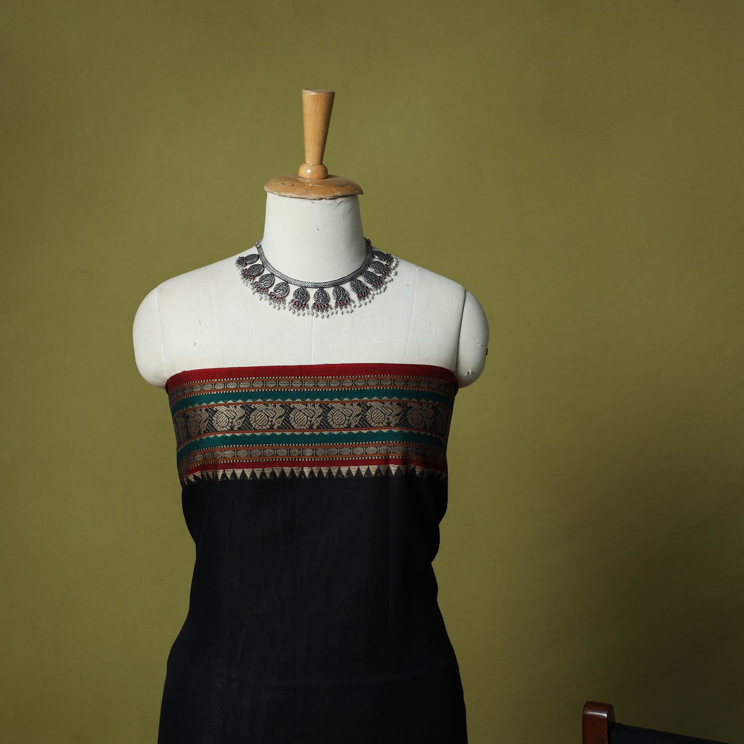 Dharwad Cotton 3pc Unstitched Dress Material Suit Set with Woven Border 57