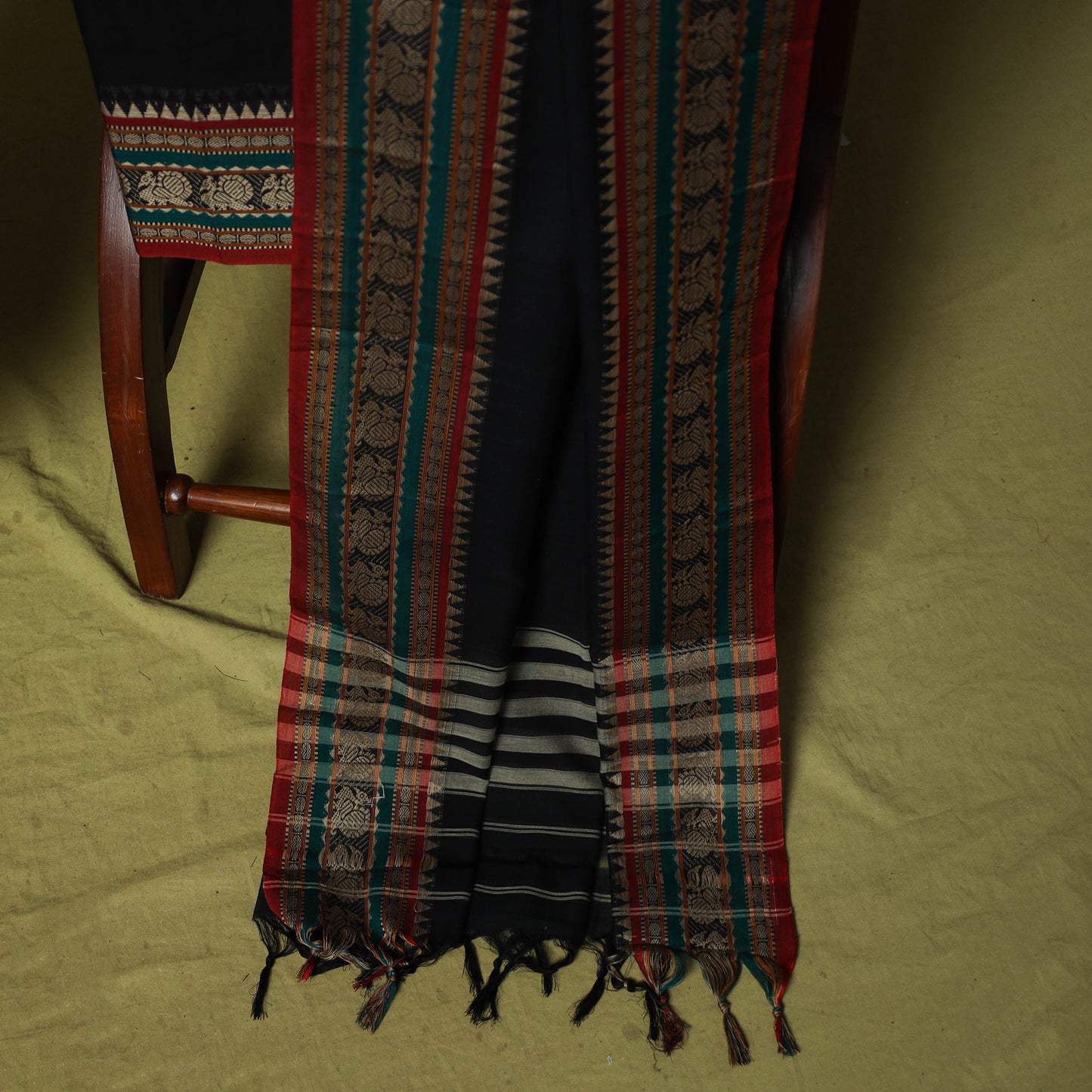 Dharwad Cotton 3pc Unstitched Dress Material Suit Set with Woven Border 57