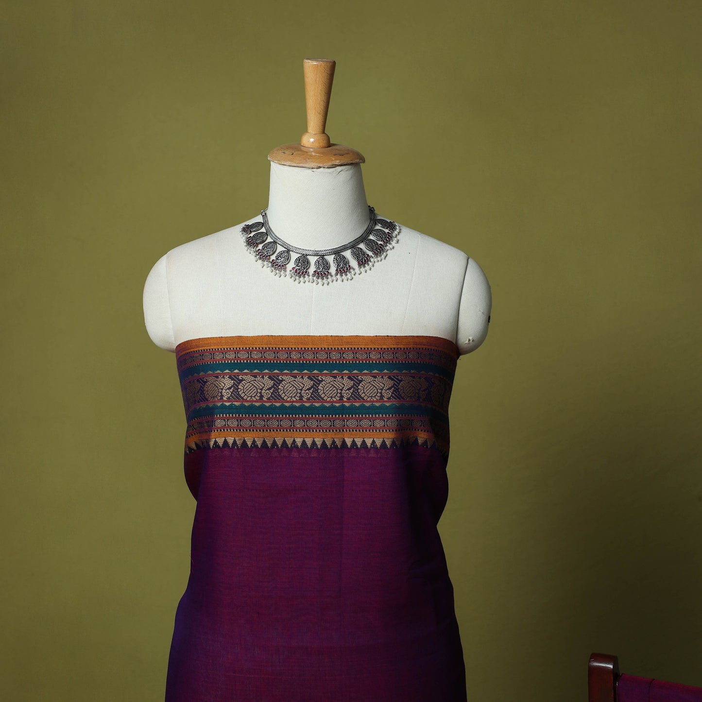 Dharwad Cotton 3pc Unstitched Dress Material Suit Set with Woven Border 65
