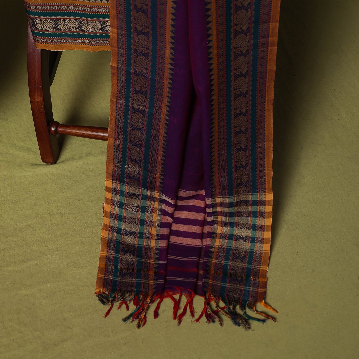 Dharwad Cotton 3pc Unstitched Dress Material Suit Set with Woven Border 65