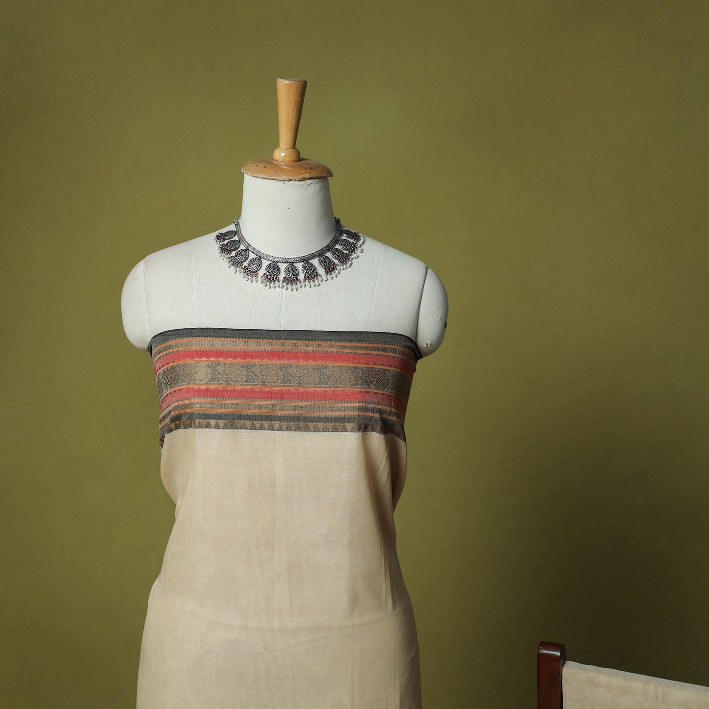 Dharwad Cotton 3pc Unstitched Dress Material Suit Set with Woven Border 67