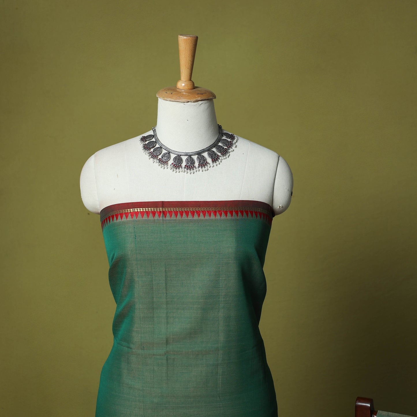 Dharwad Cotton 3pc Unstitched Dress Material Suit Set with Woven Zari Border 68
