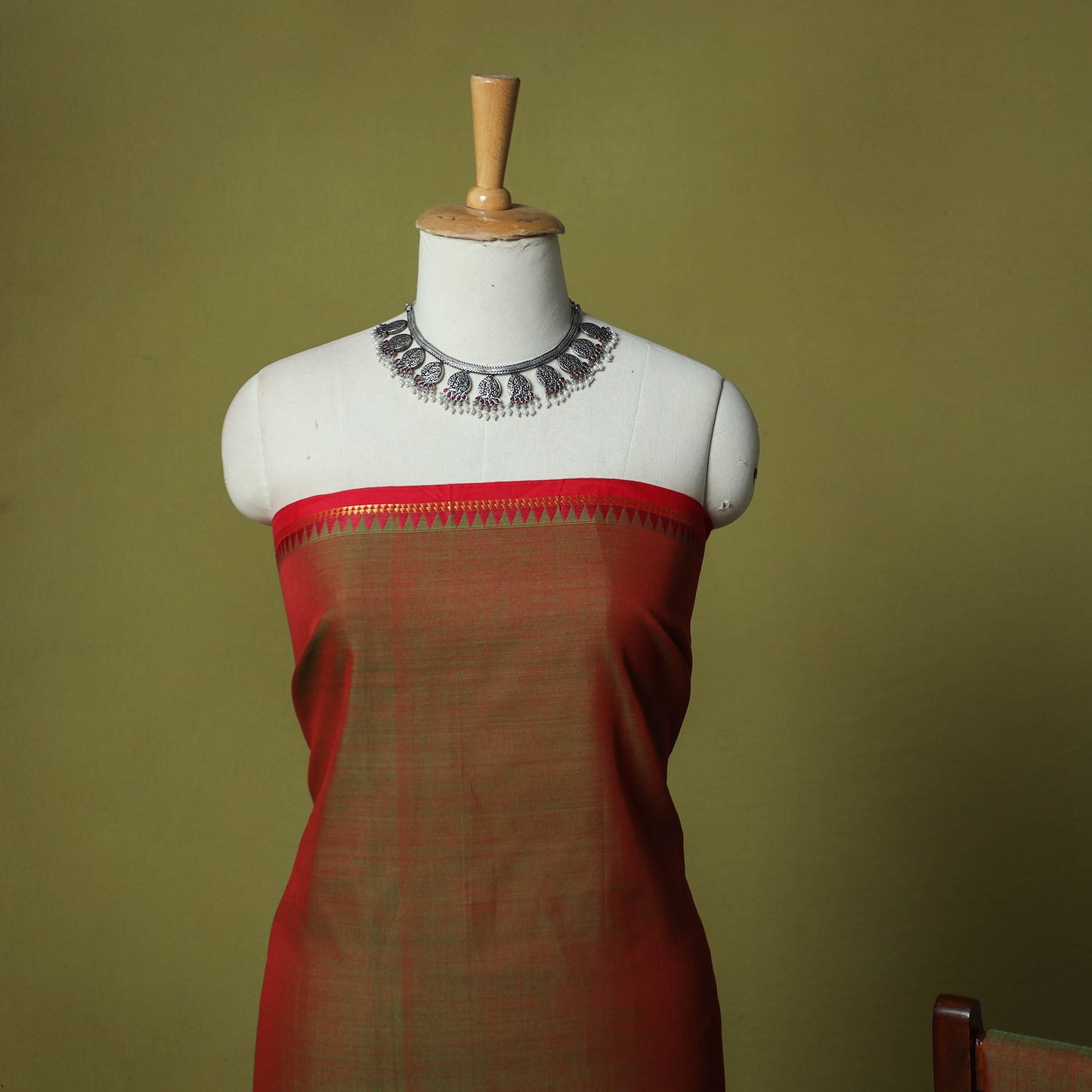 Dharwad Cotton 3pc Unstitched Dress Material Suit Set with Woven Zari Border 71