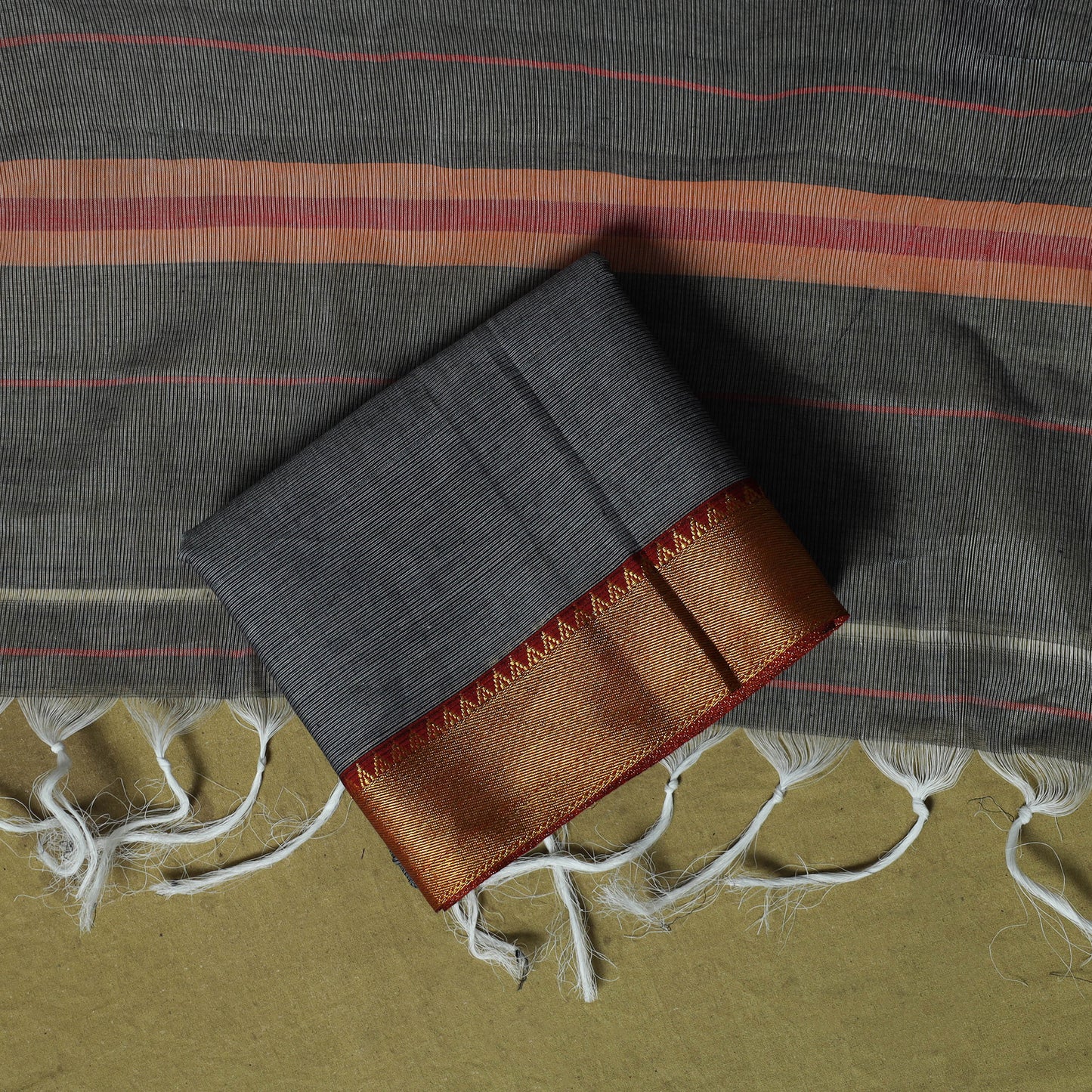 Dharwad Cotton 3pc Unstitched Dress Material Suit Set with Woven Zari Border 73