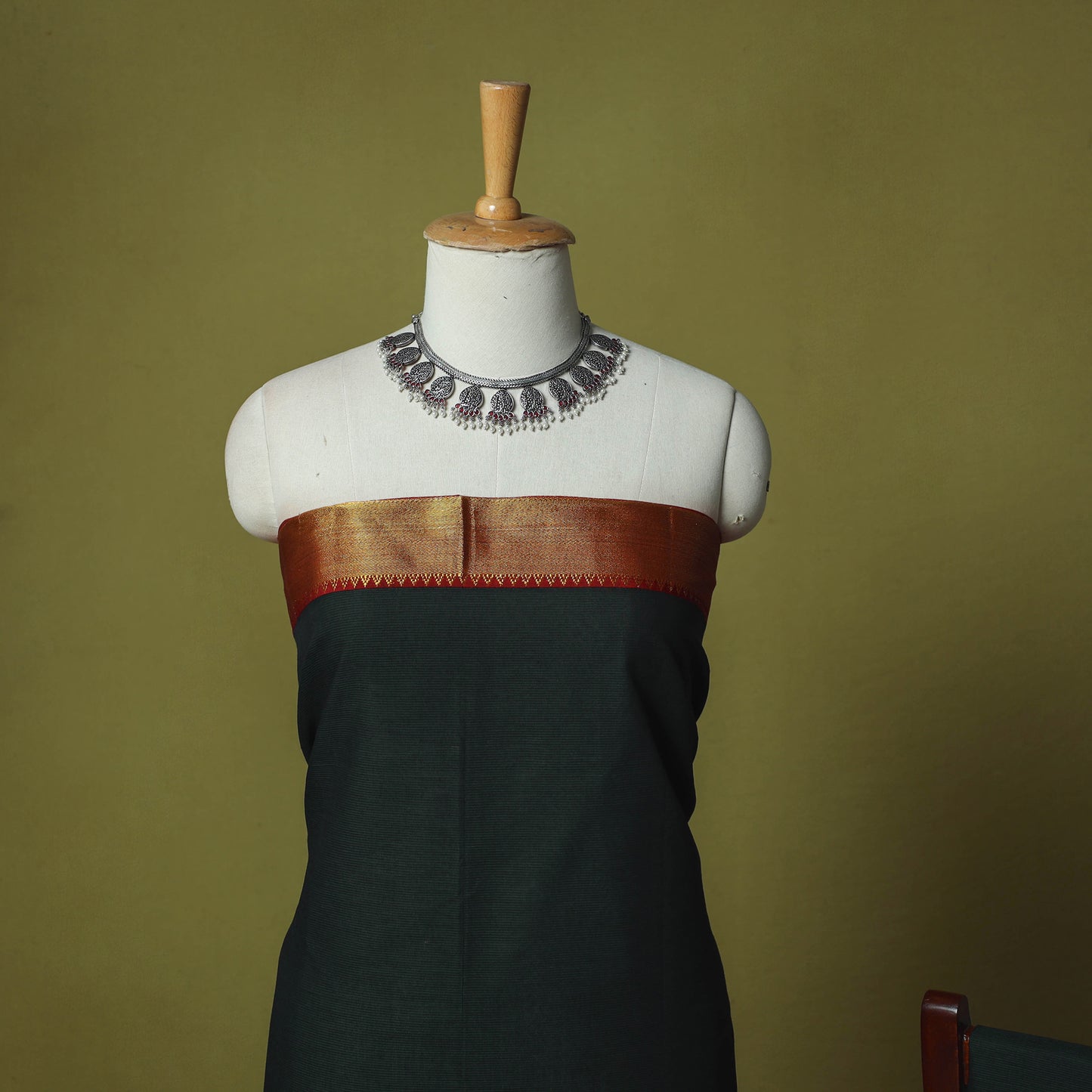 Dharwad Cotton 3pc Unstitched Dress Material Suit Set with Woven Zari Border 74