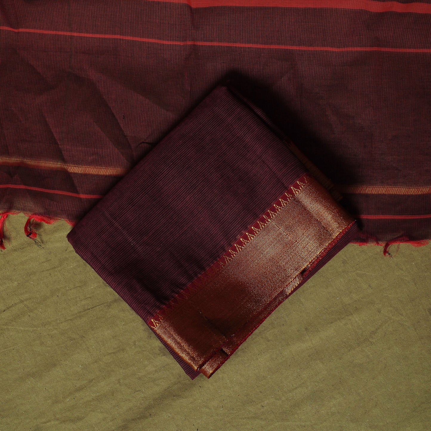 Dharwad Cotton 3pc Unstitched Dress Material Suit Set with Woven Zari Border 78
