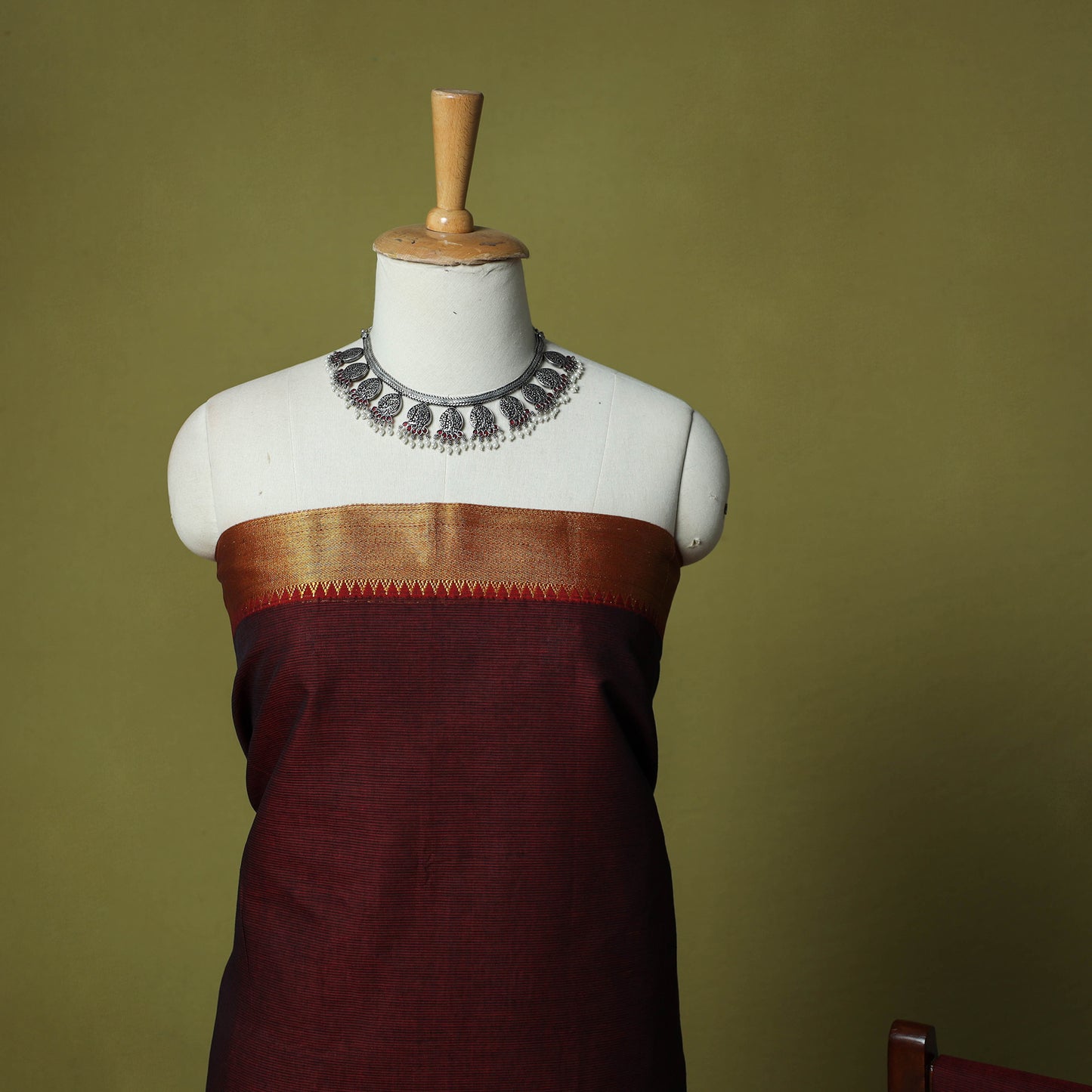 Dharwad Cotton 3pc Unstitched Dress Material Suit Set with Woven Zari Border 79