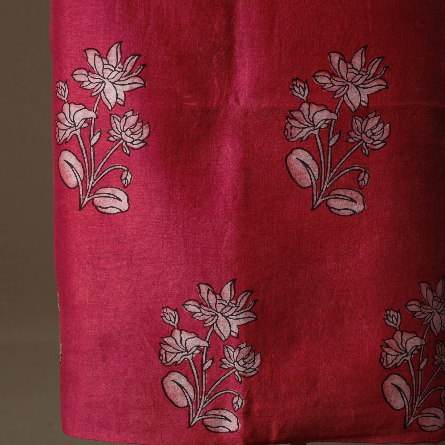 Akola Hand Block Print Chanderi Silk 2pc Unstitched Dress Material Kurta Set 01