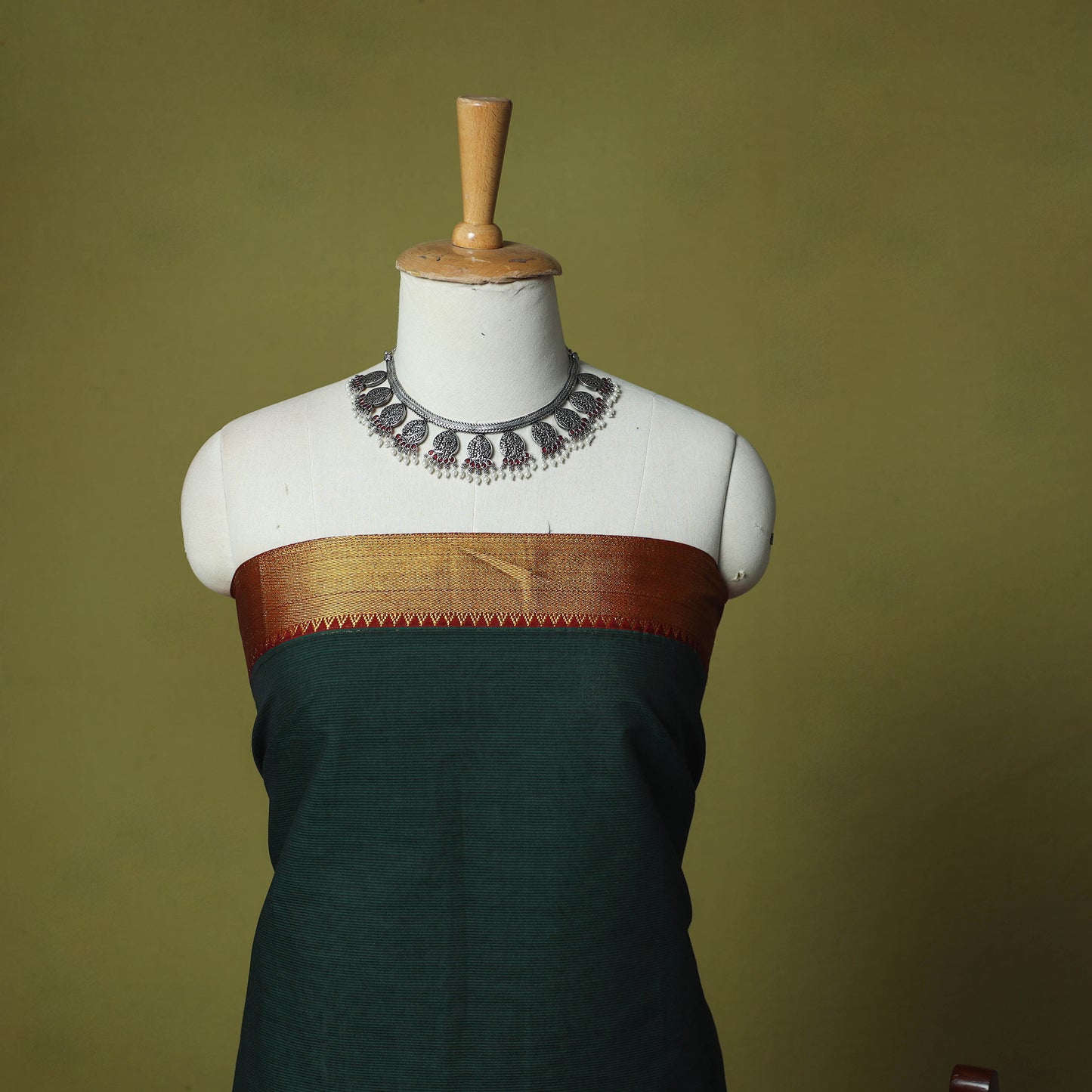 Dharwad Cotton 3pc Unstitched Dress Material Suit Set with Woven Zari Border 83