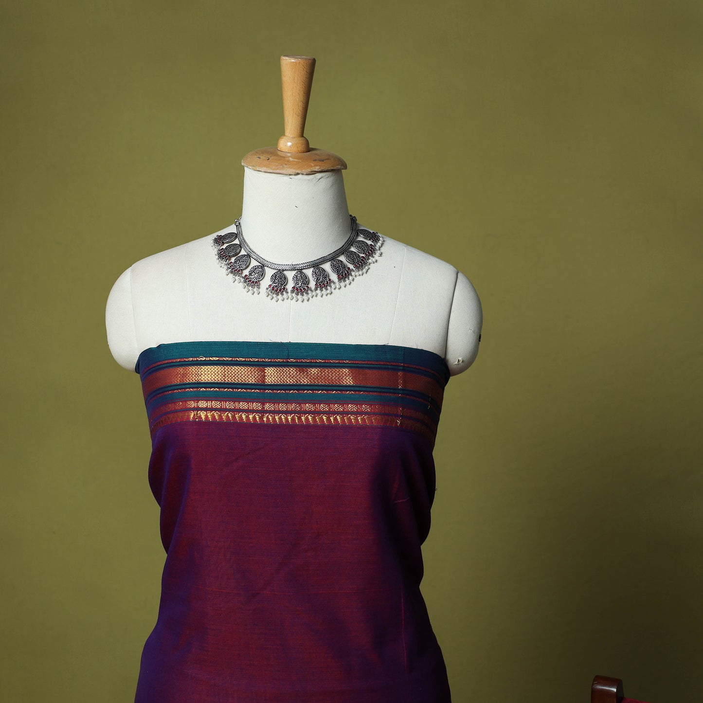 Dharwad Cotton 3pc Unstitched Dress Material Suit Set with Woven Zari Border 86