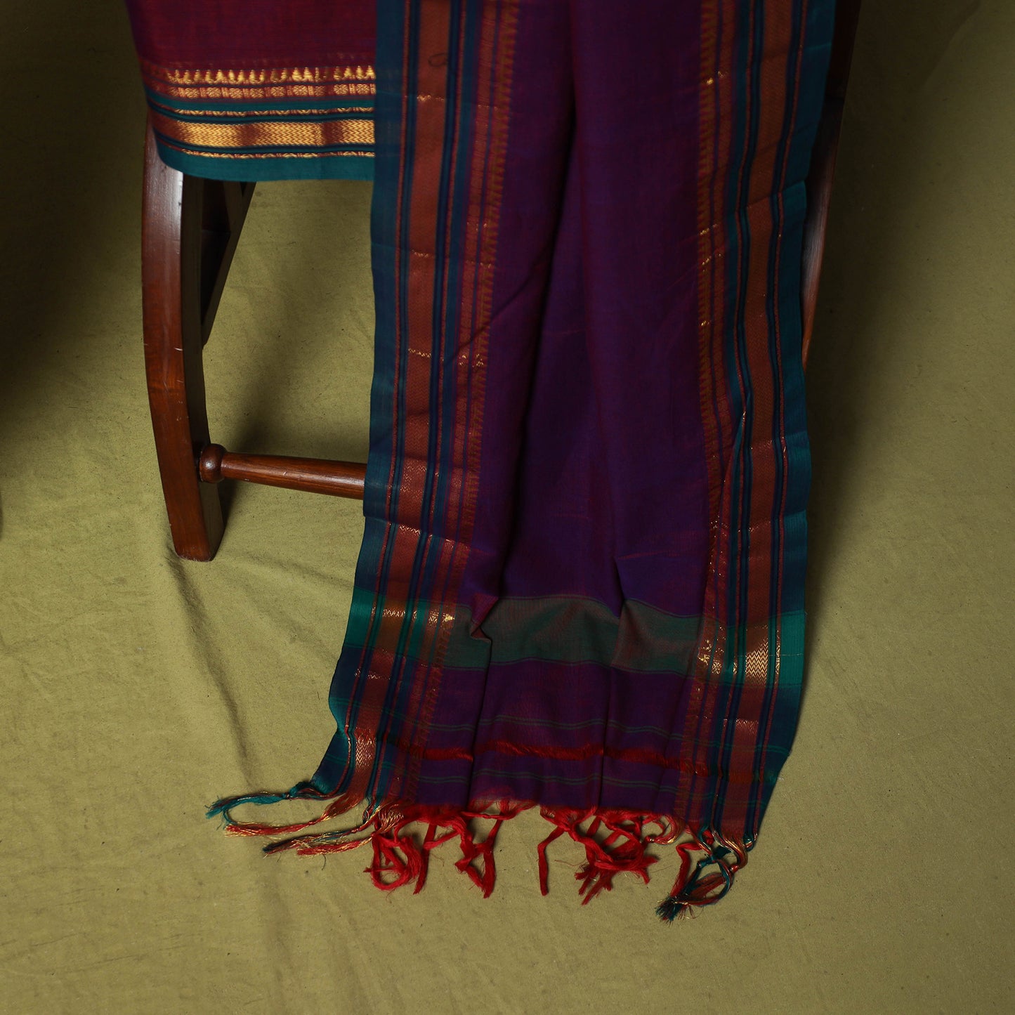 Dharwad Cotton 3pc Unstitched Dress Material Suit Set with Woven Zari Border 86