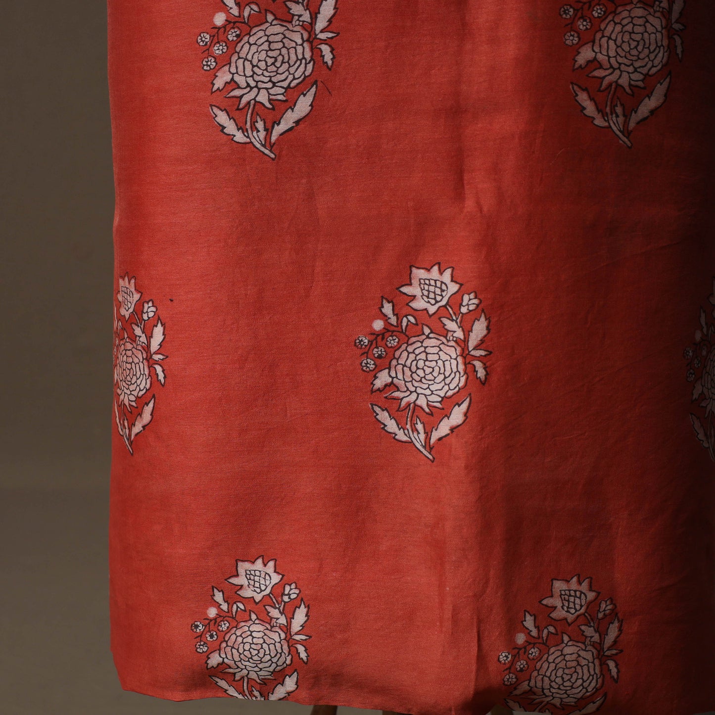 Akola Hand Block Print Chanderi Silk 2pc Unstitched Dress Material Kurta Set 12
