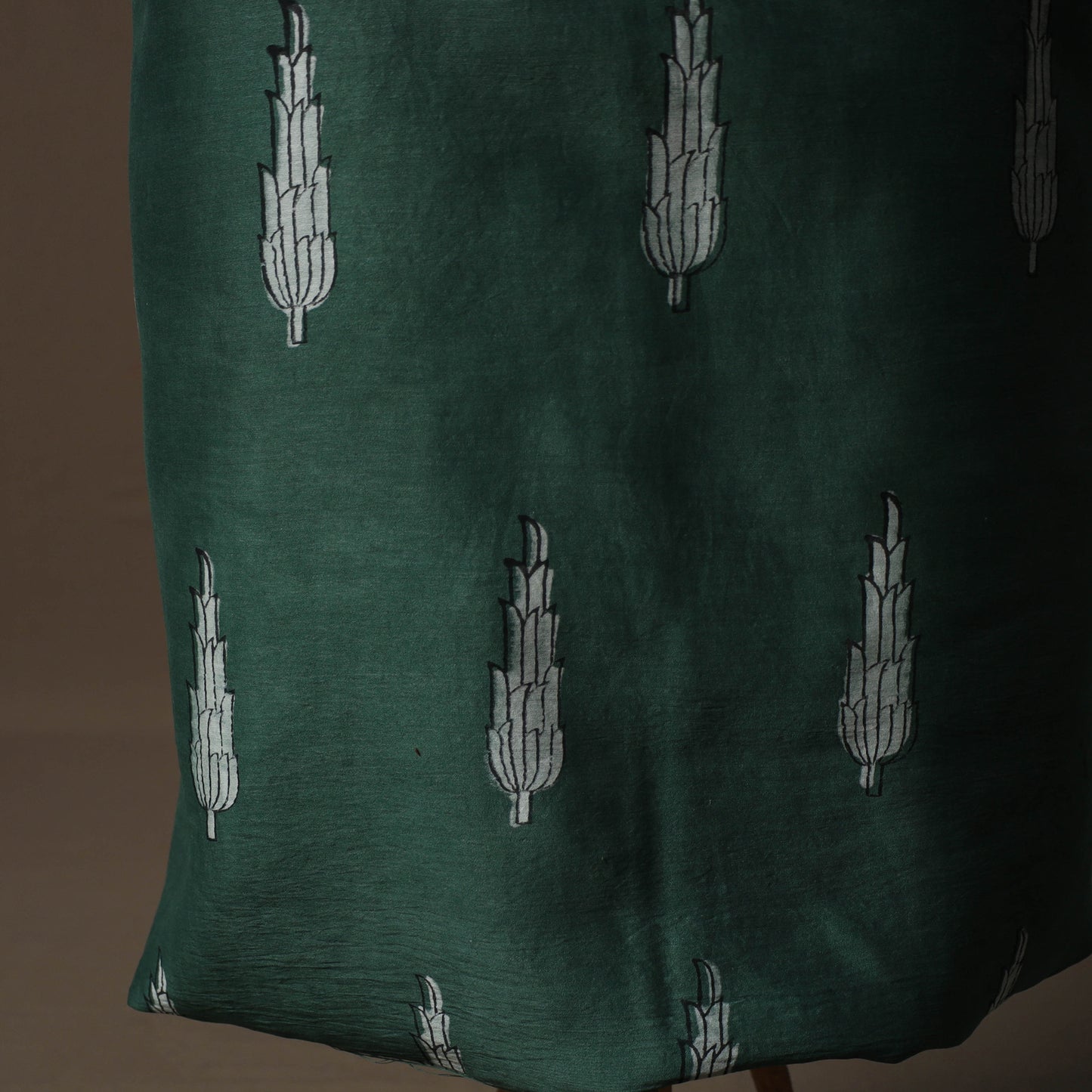 Akola Hand Block Print Chanderi Silk 2pc Unstitched Dress Material Kurta Set 14