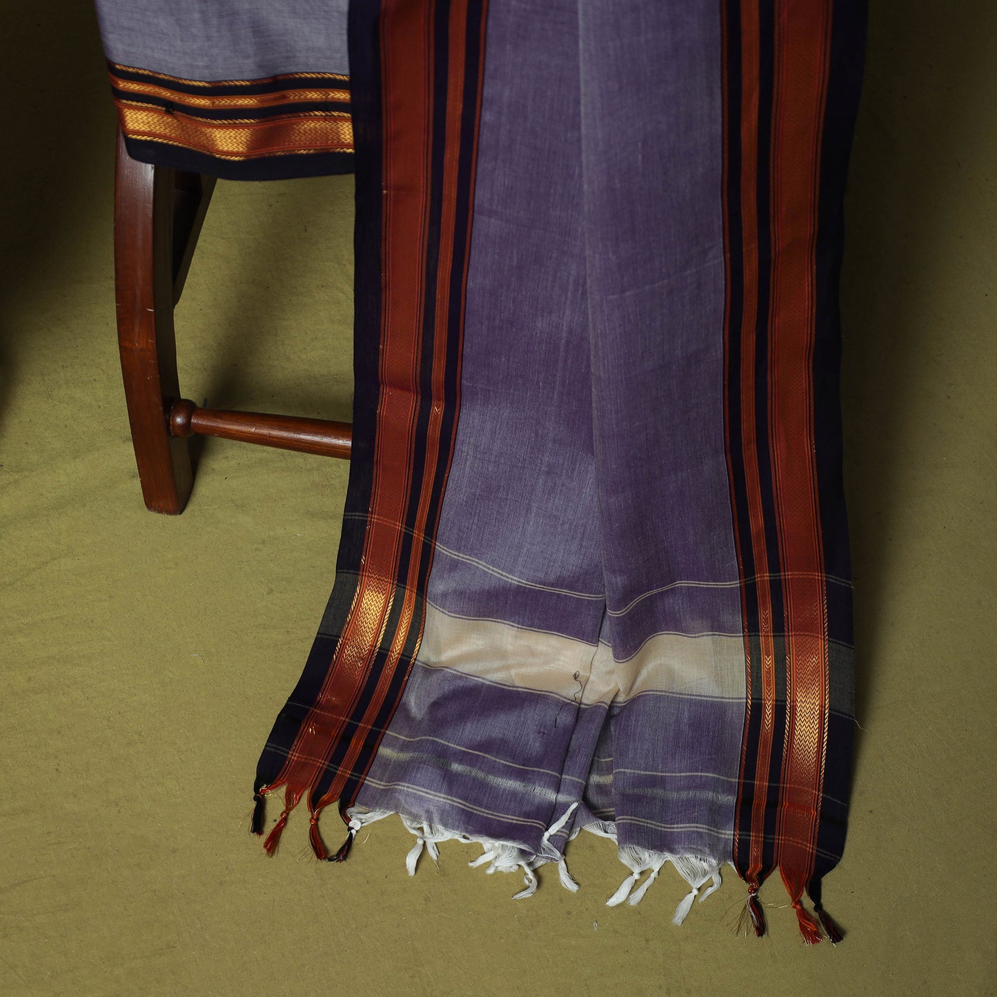Dharwad Cotton 3pc Unstitched Dress Material Suit Set with Woven Zari Border 91