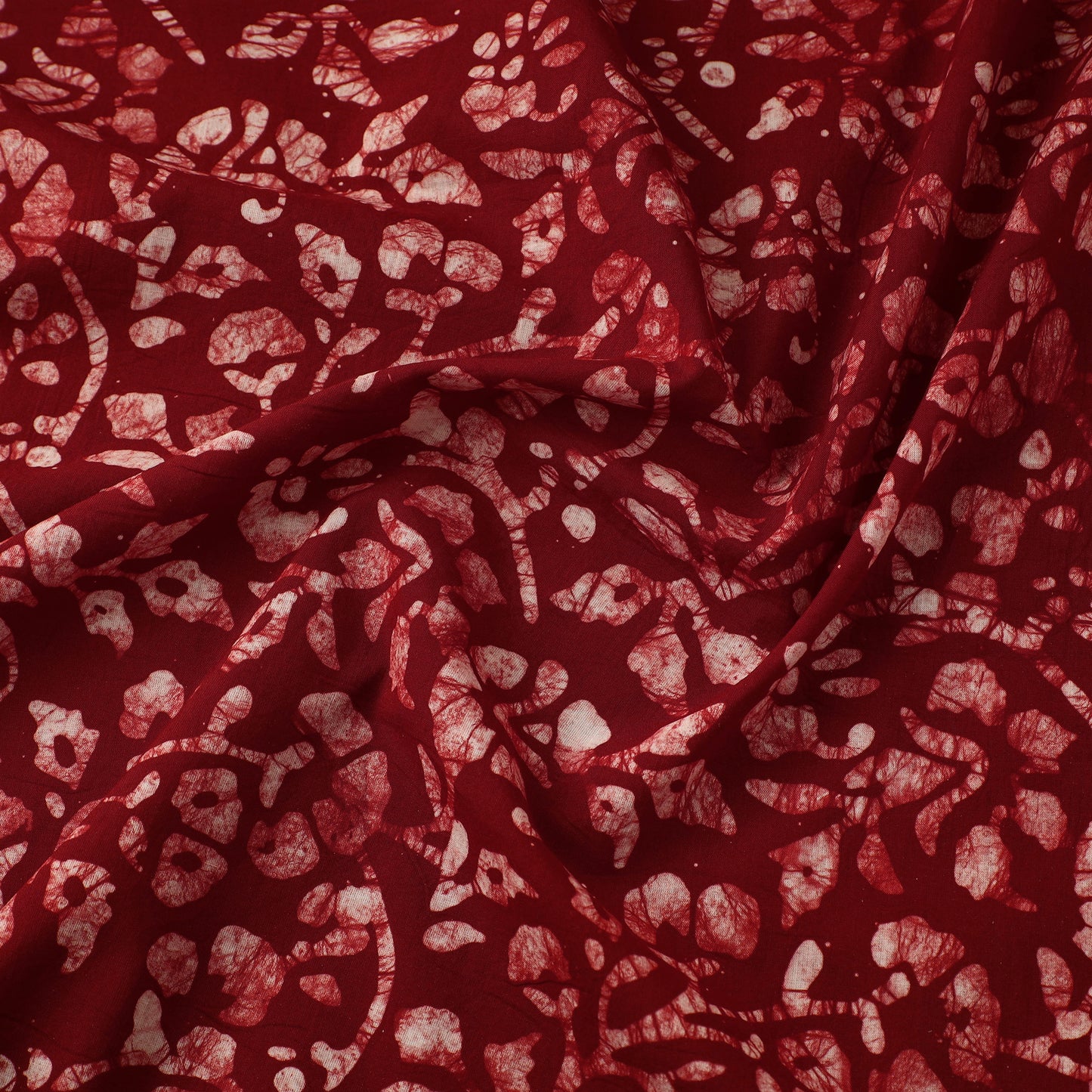 Maroon Cotton Hand Batik Print Fabric